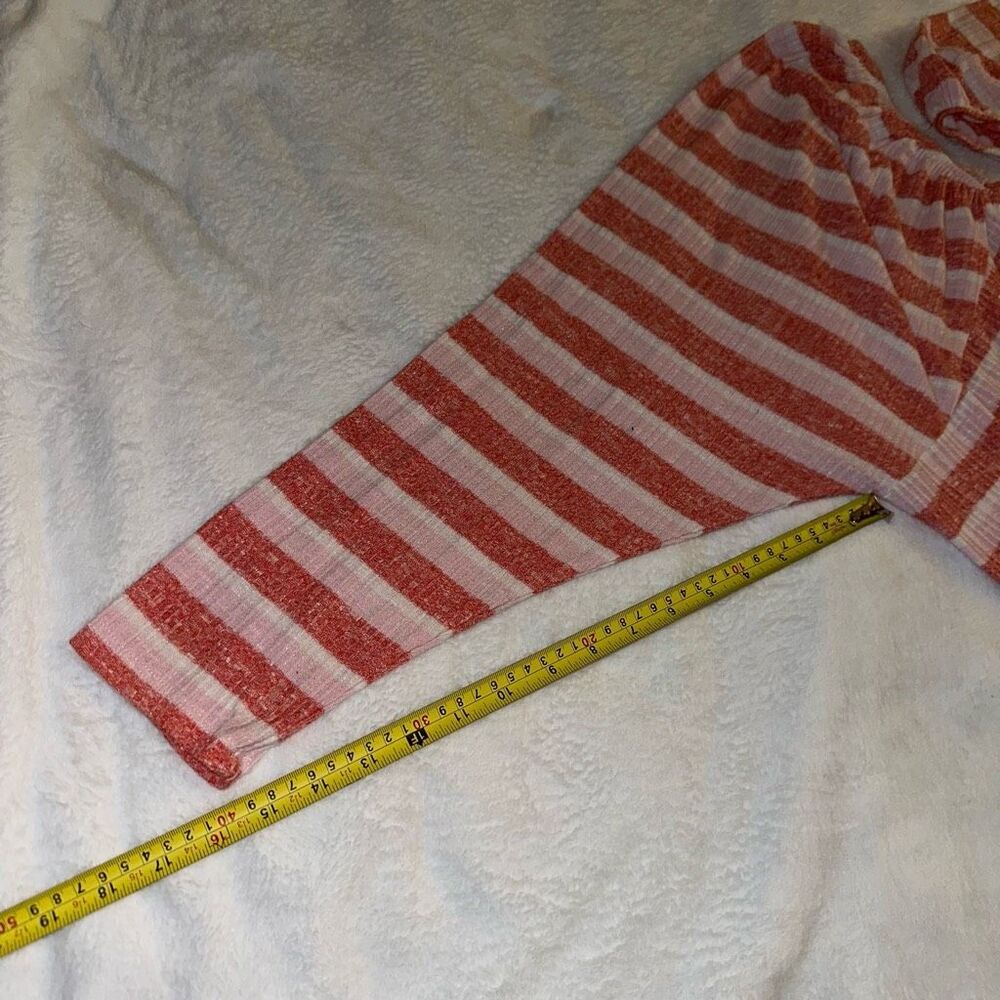 Lane Bryant Womens Red Pink White Stripe Elastic Square Neck Long Sleeve Shirt - Picture 11 of 12